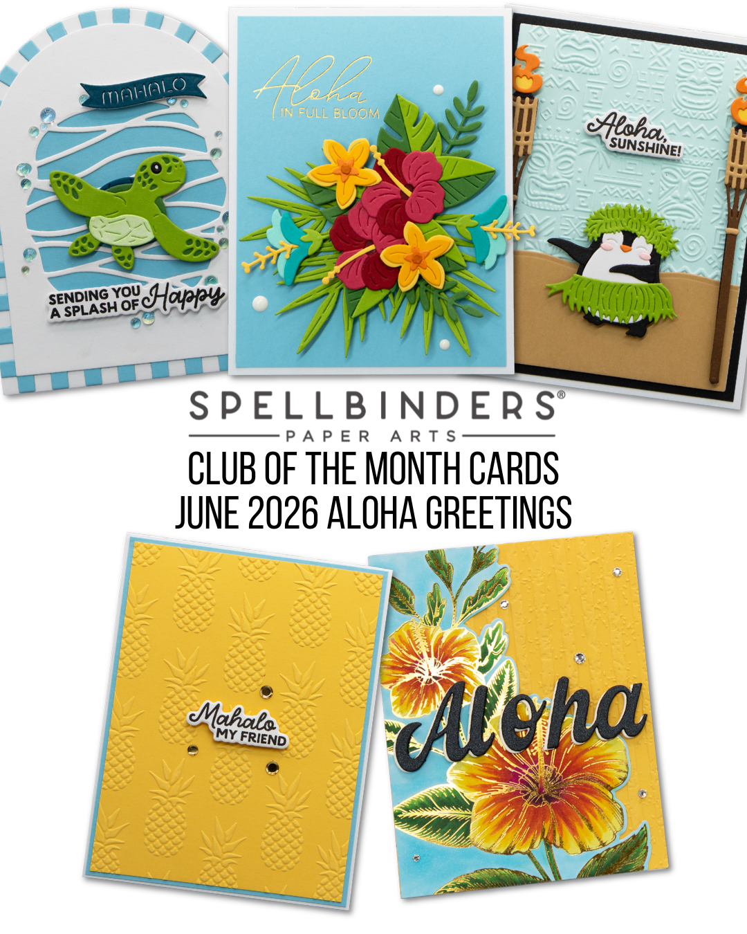 Spellbinders June Club of the Month Aloha Greetings Cards - Marker Geek